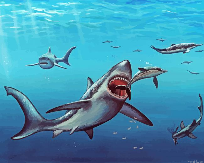 The Megalodon Fish Painting By Numberss.png