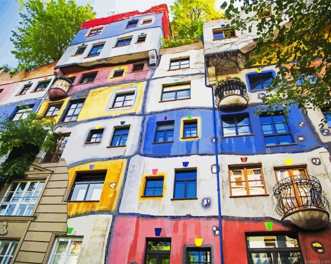 The View Of Hundertwasser House In Vienna Austria Paint by Numbers