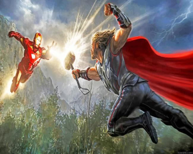 Thor And Iron Man The Avengers Painting By Numberss.png