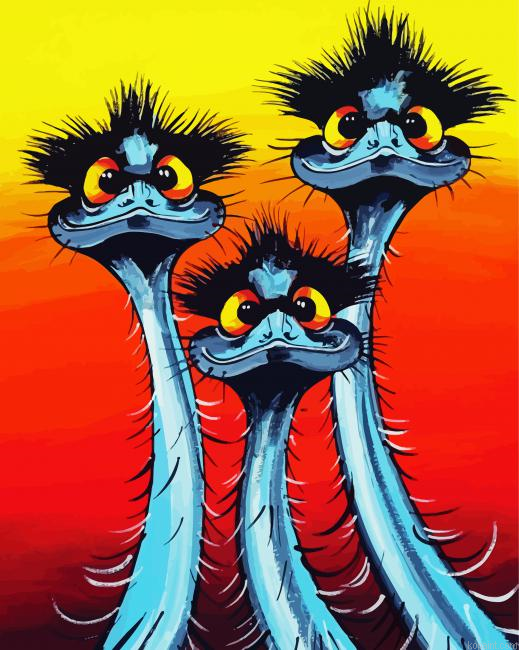Three Emu Birds Paint By Numbers.png