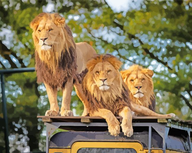 Three Lions On Car Painting By Numberss.png