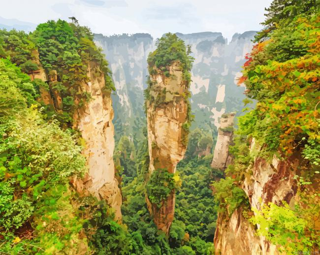 Tianzi Mountain China Painting By Numberss.png