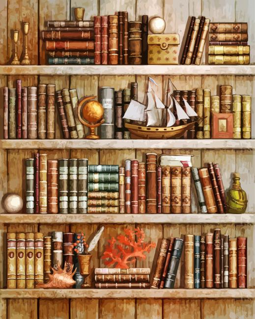 Tidy Vintage Bookcase Painting By Numberss.png
