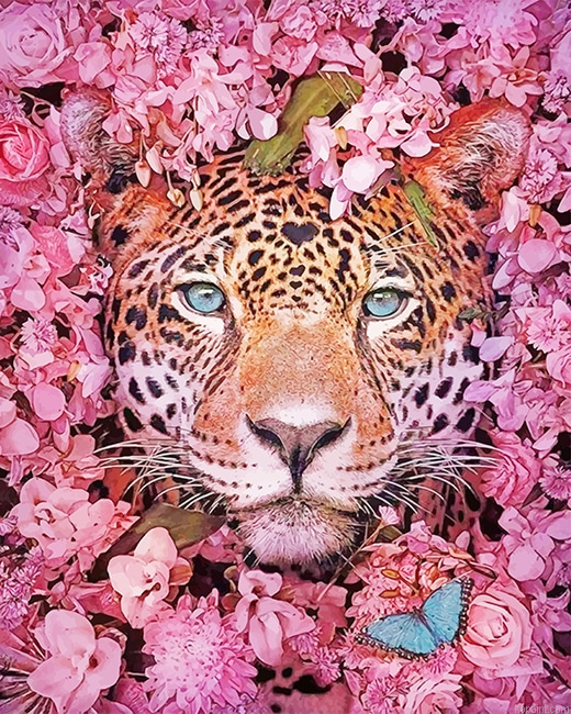 Tiger Purple Flowers New Painting By Numberss.png