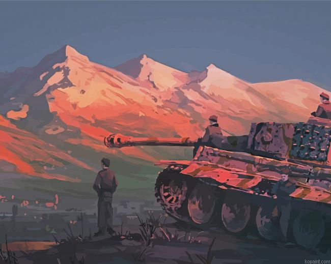 Tiger Tank At Sunset Painting By Numberss.png