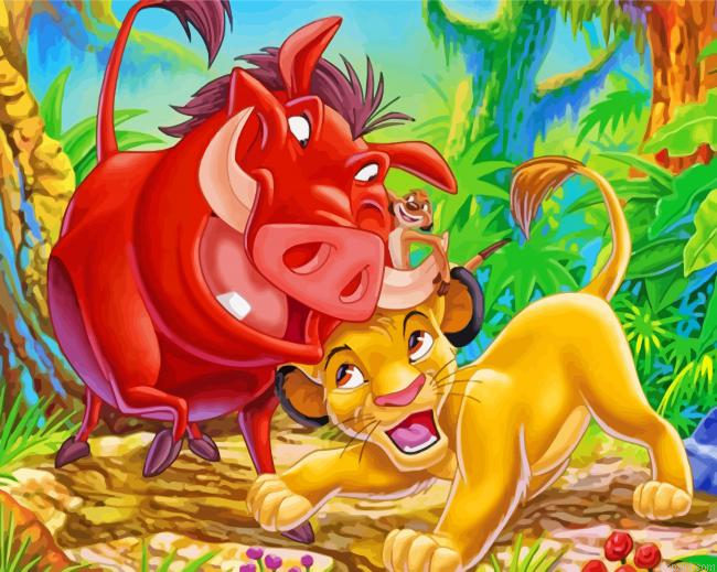 Timon And Pumbaa And Simba Painting By Numberss.png
