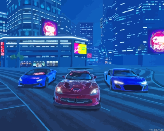 Tokyo Street Racing Cars Painting By Numberss.png