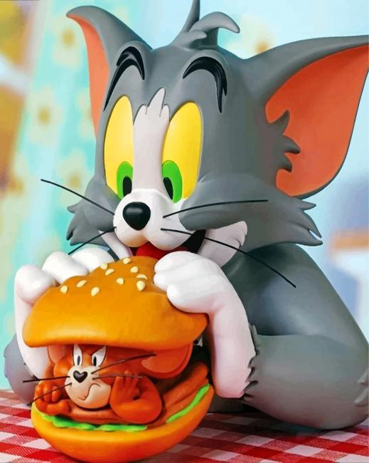 Tom And Jerry Burger Painting By Numberss.png