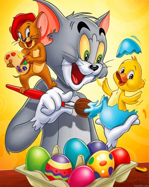 Tom And Jerry Cartoon Painting By Numberss.png