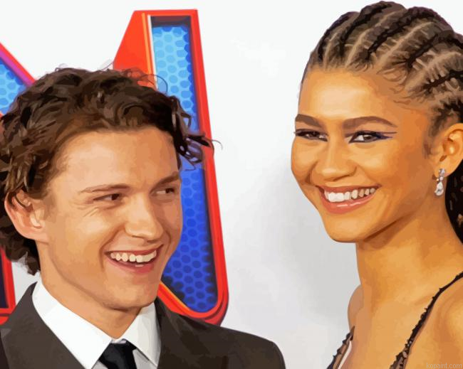 Tom Holland And Zendaya Smiling Painting By Numberss.png