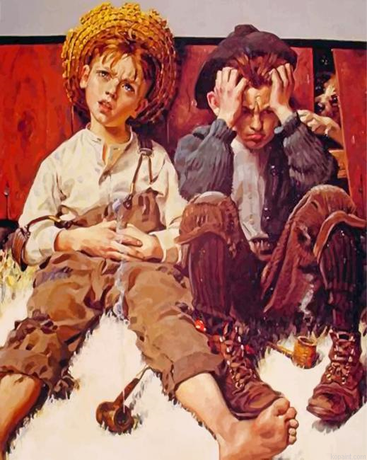Tom Sawyer And Huckleberry Painting By Numberss.png