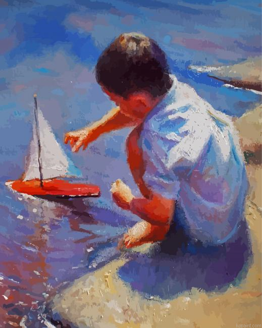 Tony Sheath Boy With Toy Sailboat Painting By Numberss.png