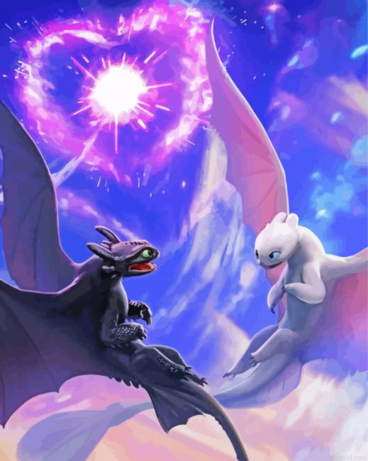 Toothless And Light Fury Painting By Numberss.png