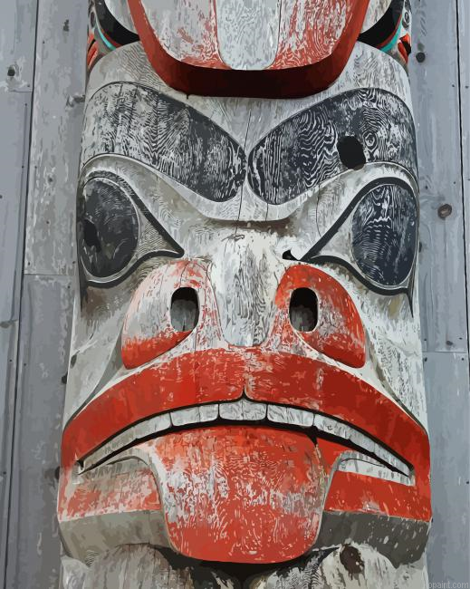 Totem Pole Haida Face Paint By Numbers