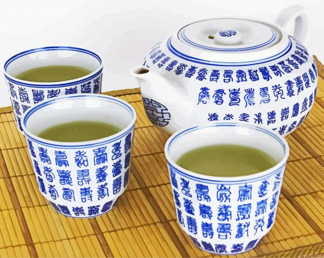 Traditional Green Asian Tea Paint By Numbers
