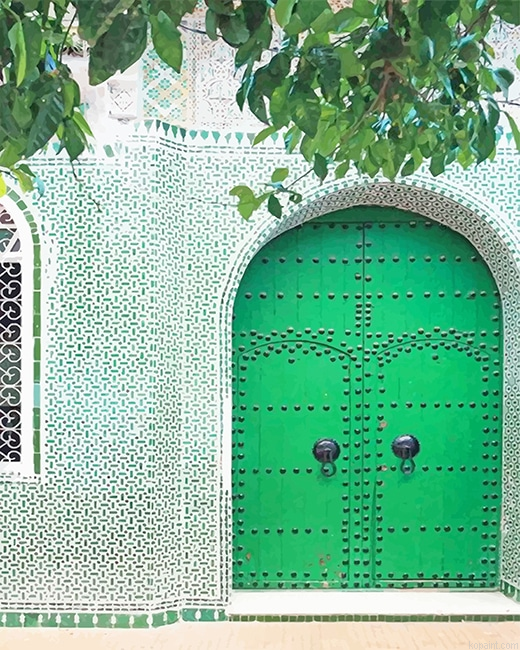 Traditional Moroccan Green Door New Painting By Numberss.png
