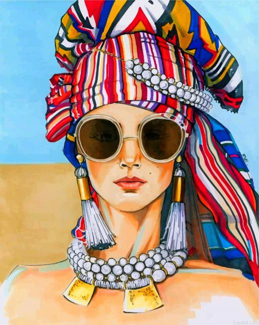 Traditional Woman Style Painting By Numberss.png