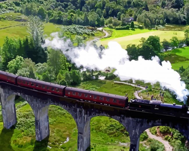 Train On Viaduct Painting By Numberss.png