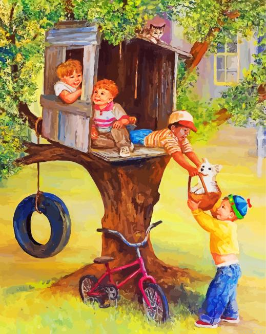 Tree House Boys Painting By Numberss.png