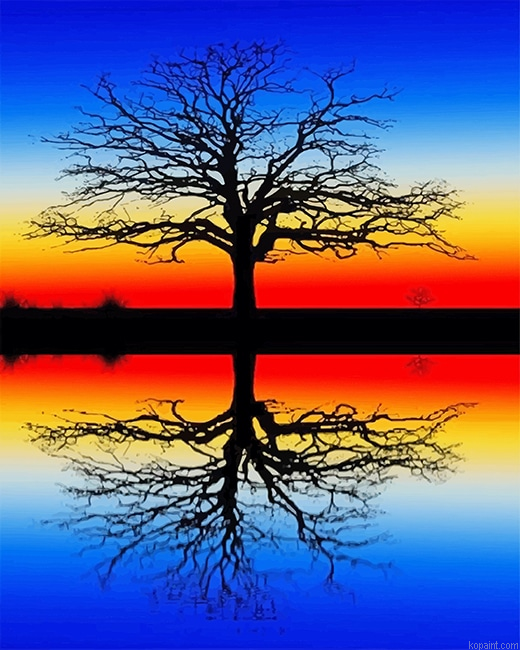 Tree Reflection In Water New Painting By Numberss.png