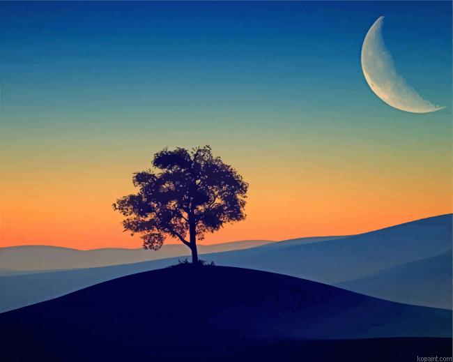 Tree Silhouette Moon Painting By Numberss.png
