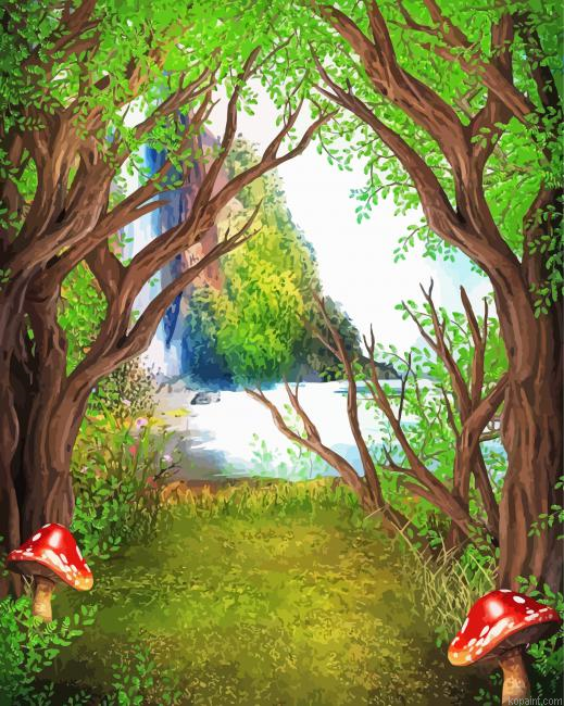Trees Paradise Landscape Painting By Numberss.png