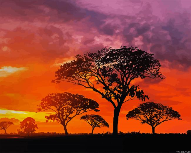 Trees Silhouette Kenya Painting By Numberss.png