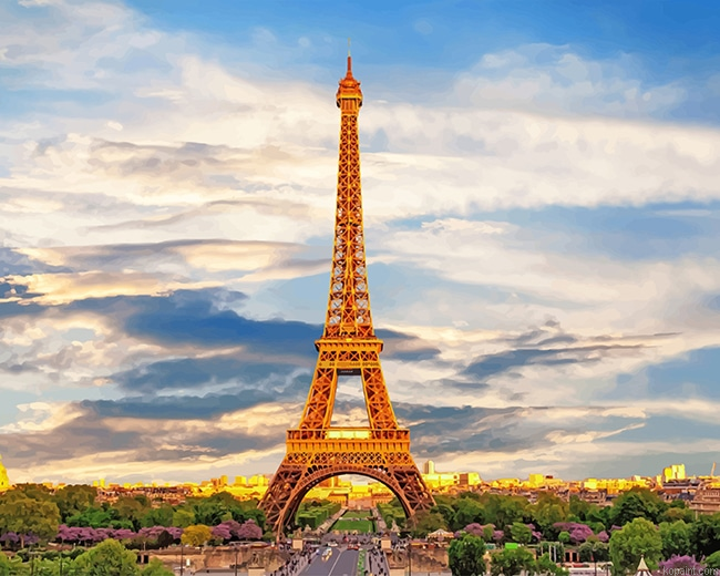 Trocadero Gardens With Eiffel Tower New Painting By Numberss.png
