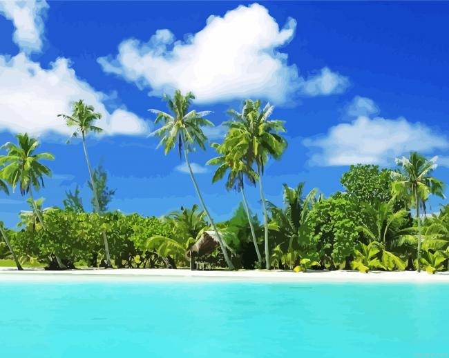 Tropical Beach Scene Paint By Numbers