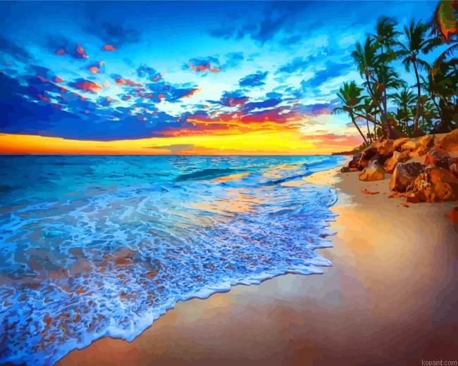 Tropical Island Beach Sunset Painting By Numberss.png
