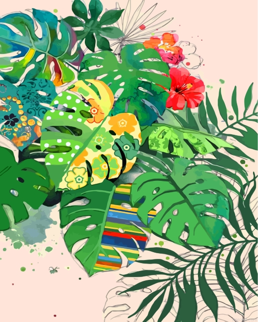 Tropical Leaves Painting By Numberss.png