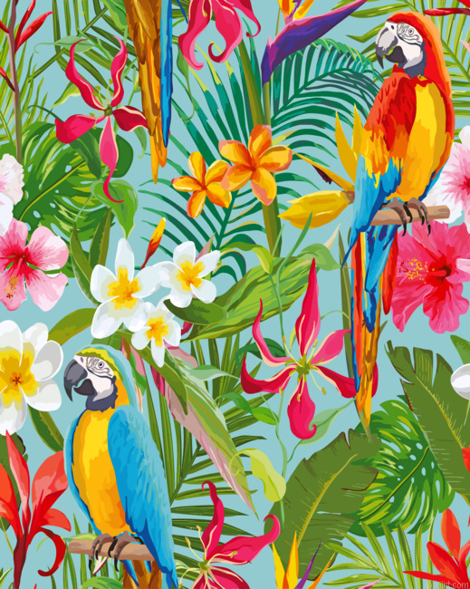 Tropical Parrots Art Painting By Numberss.png