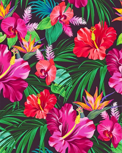 Tropical Plants And Flowers Painting By Numberss.png