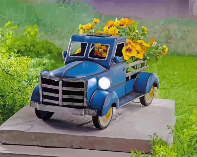 Truck And Flowers Painting By Numberss.png