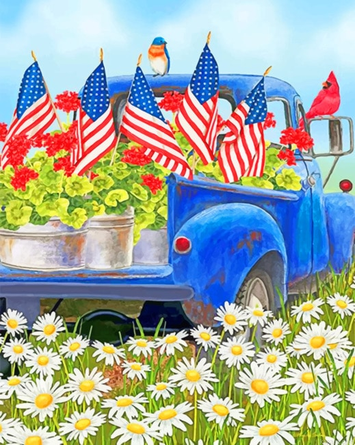 Truck Floral Garden New Painting By Numberss.png