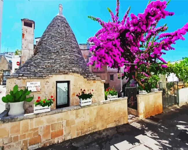 Trulli Italy Bolossom Paint By Numbers.png