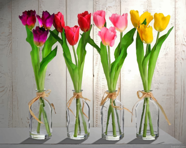 Tulips In Glass Vases Painting By Numberss.png