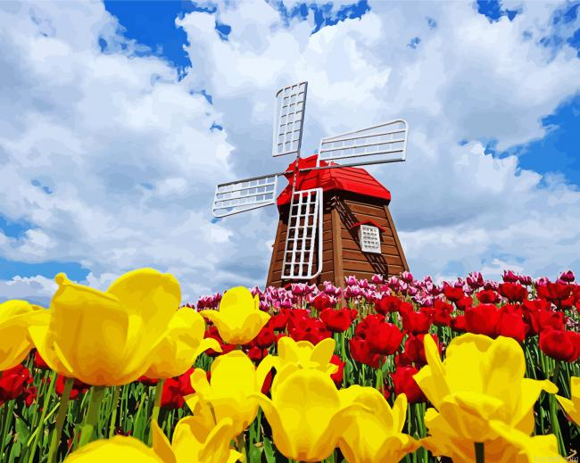 Tulpen En Molen Painting By Numberss.png