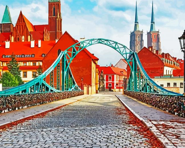 Tumski Bridge Wroclaw Bridge Painting By Numberss.png
