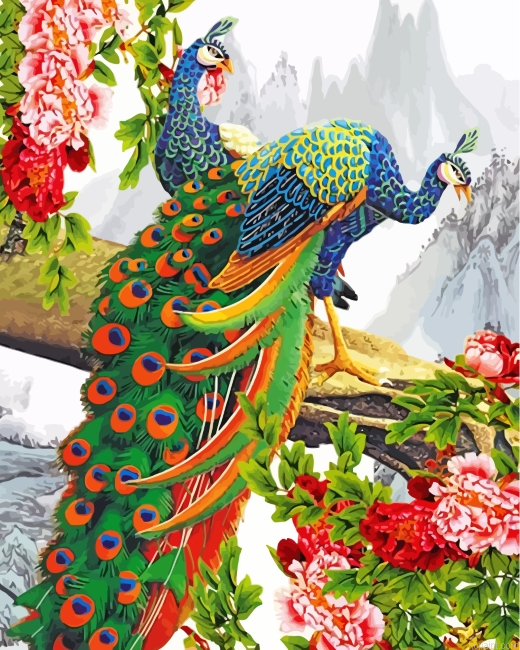Two Peacocks Painting By Numberss.png