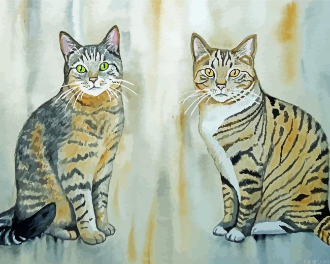 Two Tabby Cats Art Painting By Numberss.png