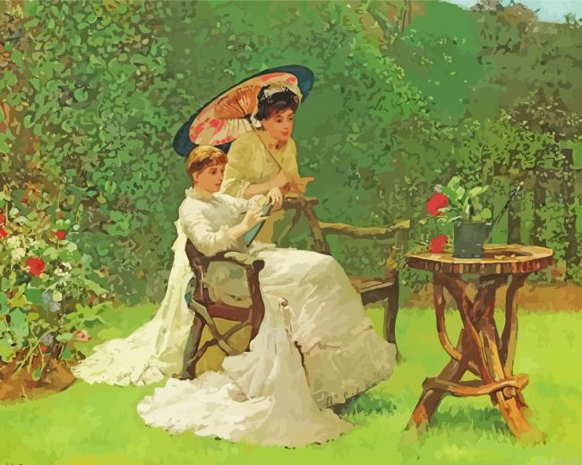 Two Women In Garden Paint By Numbers