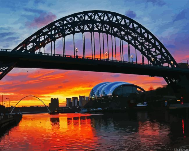 Tyne Bridge At Sunset Painting By Numberss.png