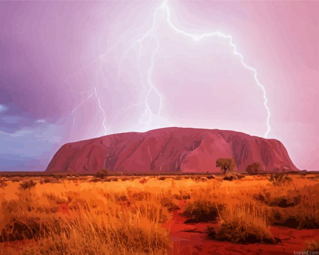 Uluru National Park And Lightning Painting By Numberss.png