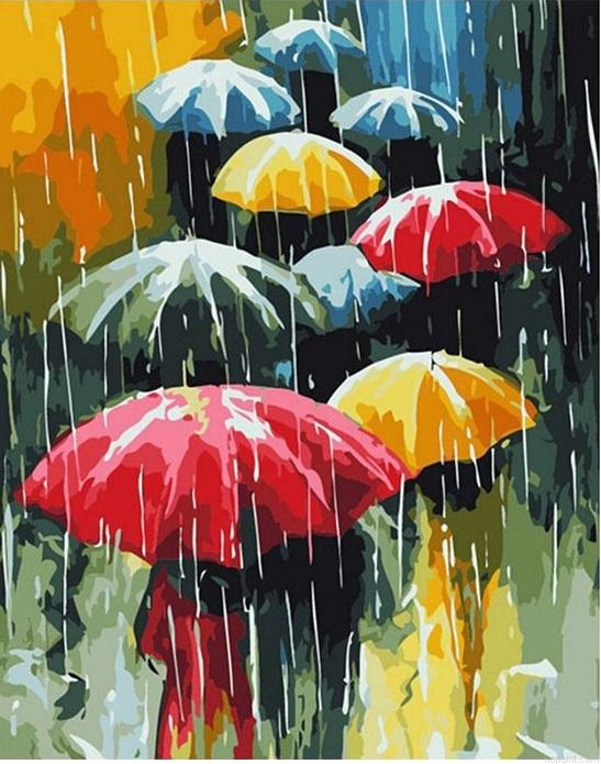 Umbrella Rain Diy Painting By Numberss.png