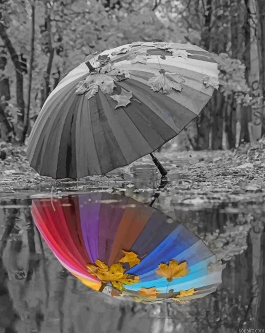 Umbrella Water Reflection New Painting By Numberss.png