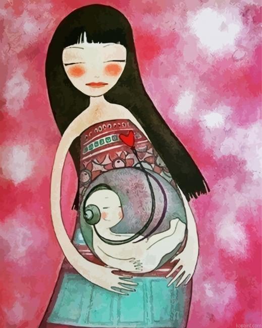 Unborn Baby Listening To Music Paint By Numbers.png