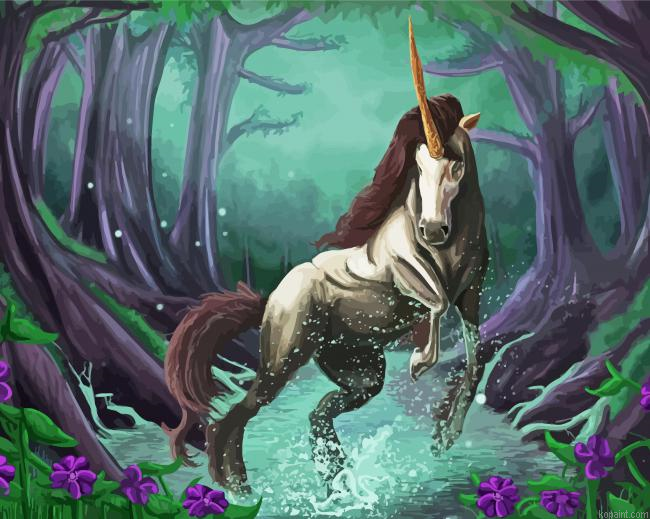 Unicorn In The Forest Paint By Numbers