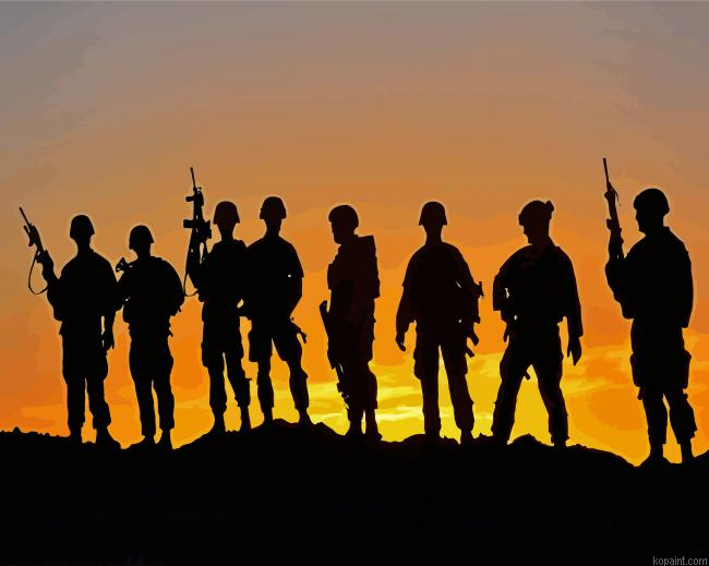 Us Soldiers Silhouette Paint By Numbers