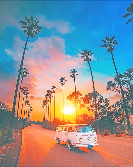 Vw Car Sunset Microbus Painting By Numberss.png